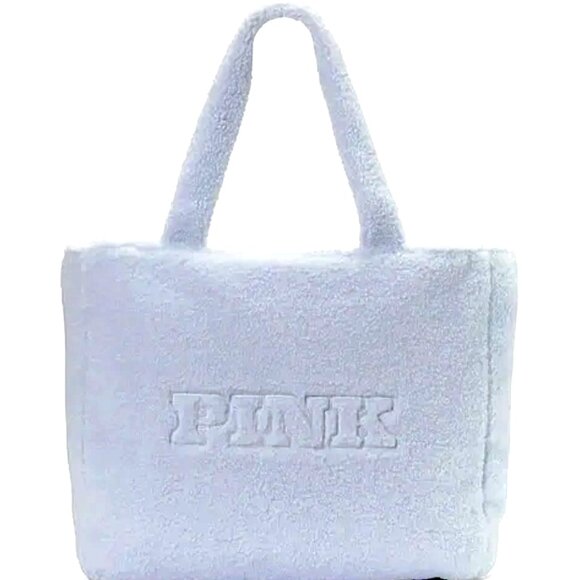 PINK Victoria's Secret Plush Teddy Cozy Fleece Sherpa Tote Bag - NWT - Picture 2 of 7